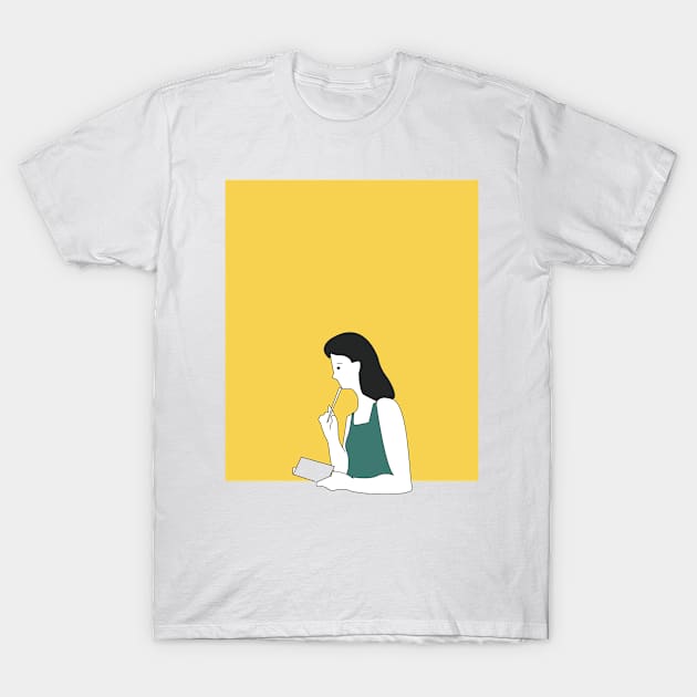 Woman Writing Thoughts T-Shirt by echosantos